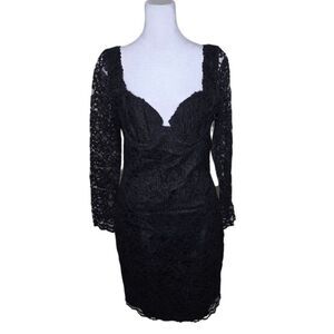 Vintage 90s Moda Intl Body Con Lace Cocktail Dress Womens S Black